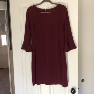 Maroon Mid-thigh Dress - flirty mid-length sleeves